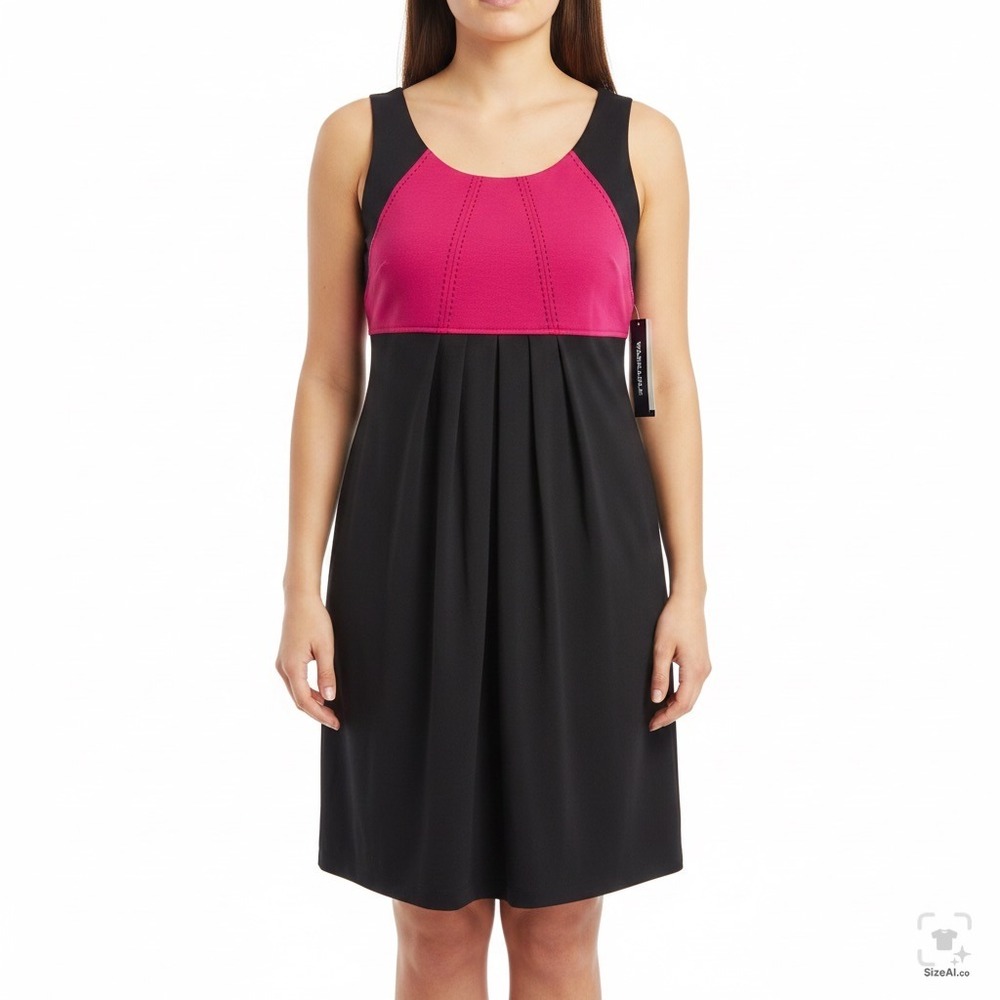 Perceptions New York Women 12P Petite Fuchsia Black Colorblock Sheath Dress NWT